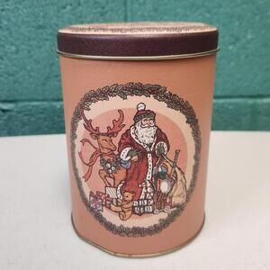 Vintage Holiday Canister Vintage Christmas Tin